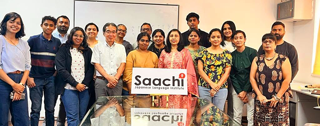 Team Saachi with students at an institute event