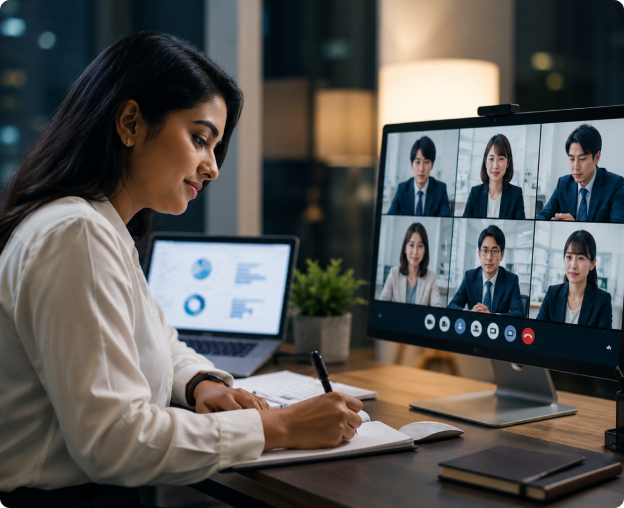 Saachi trainer conducting an online Japanese class