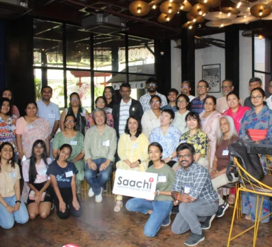 Saachi students and guests at a Japanese restaurant get-together