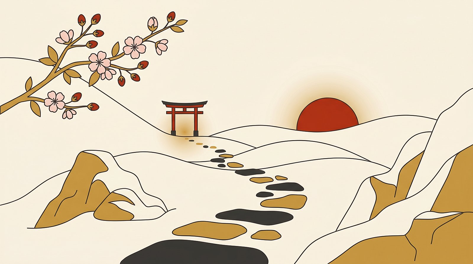 Torii gate on a path representing the JLPT learning journey