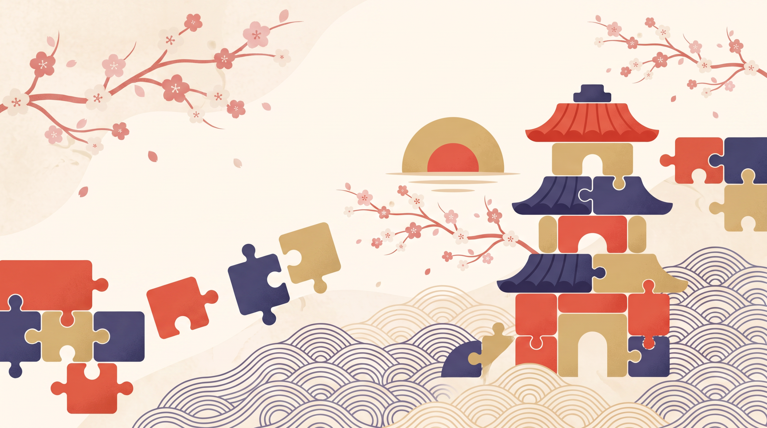 Jigsaw pieces representing the building blocks of JLPT N4 study